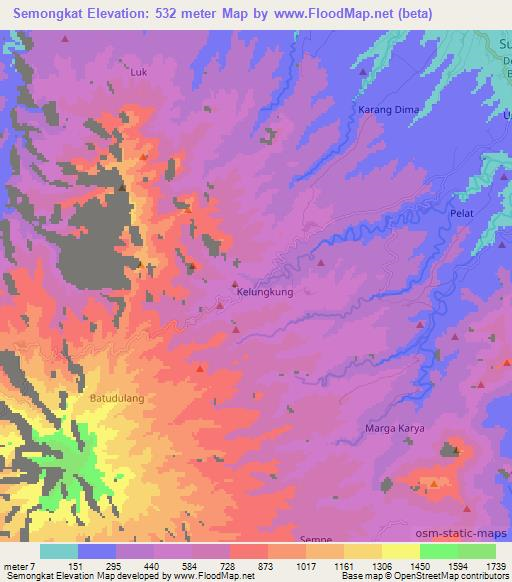 Semongkat,Indonesia Elevation Map