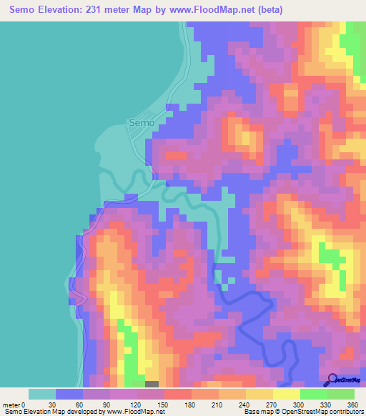 Semo,Indonesia Elevation Map