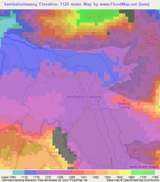 Sembalunlawang,Indonesia Elevation Map