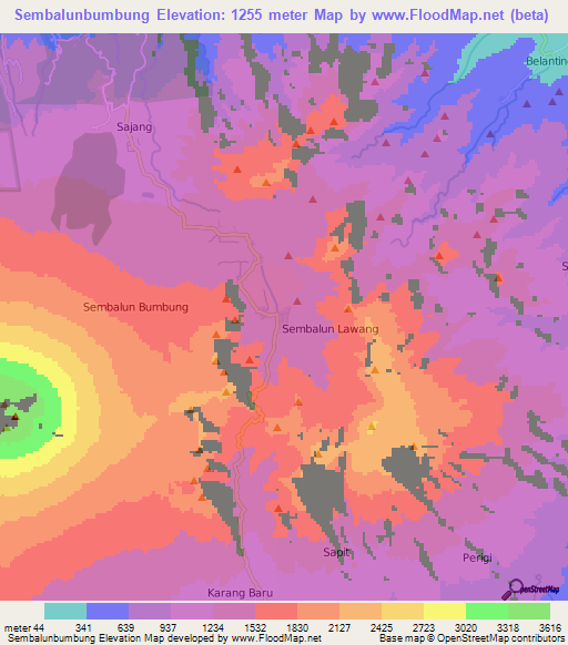 Sembalunbumbung,Indonesia Elevation Map