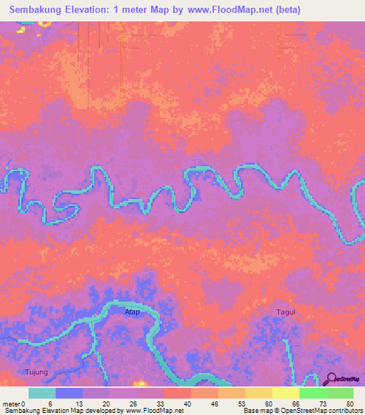 Sembakung,Indonesia Elevation Map