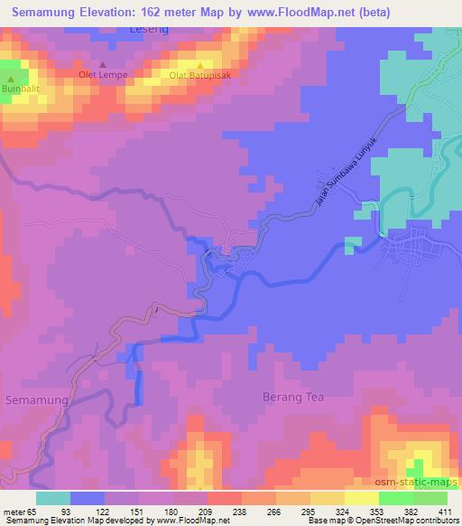 Semamung,Indonesia Elevation Map