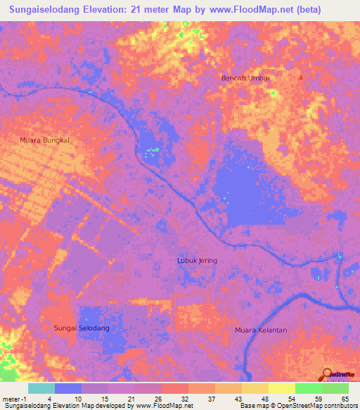 Sungaiselodang,Indonesia Elevation Map