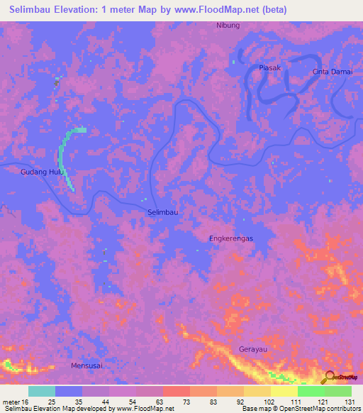 Selimbau,Indonesia Elevation Map