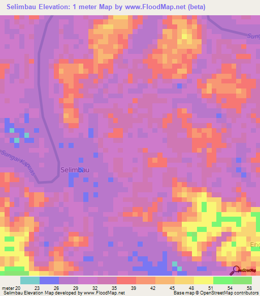 Selimbau,Indonesia Elevation Map