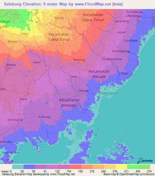Selebung,Indonesia Elevation Map