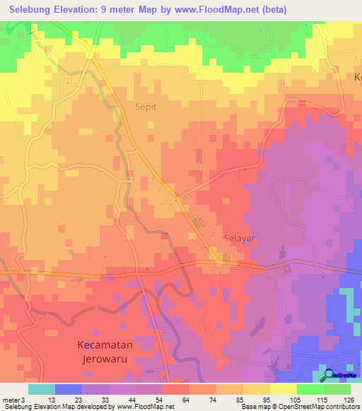 Selebung,Indonesia Elevation Map