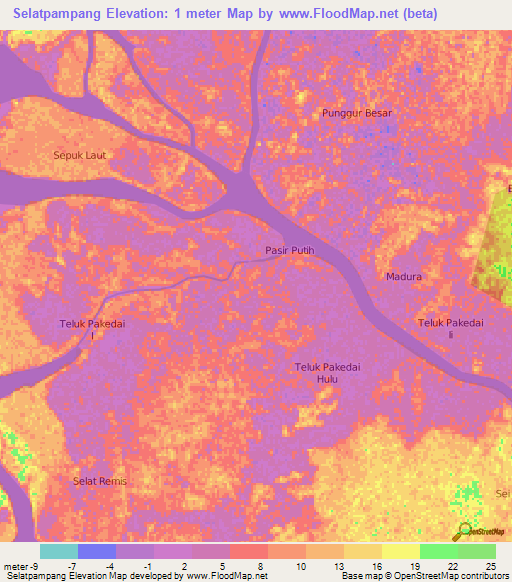 Selatpampang,Indonesia Elevation Map