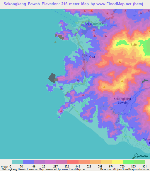 Sekongkang Bawah,Indonesia Elevation Map