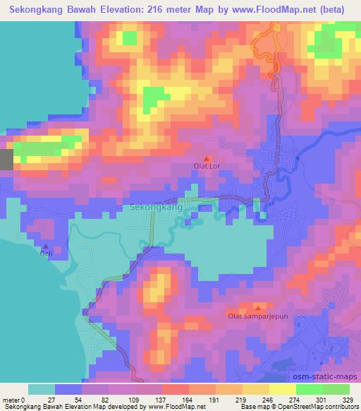 Sekongkang Bawah,Indonesia Elevation Map