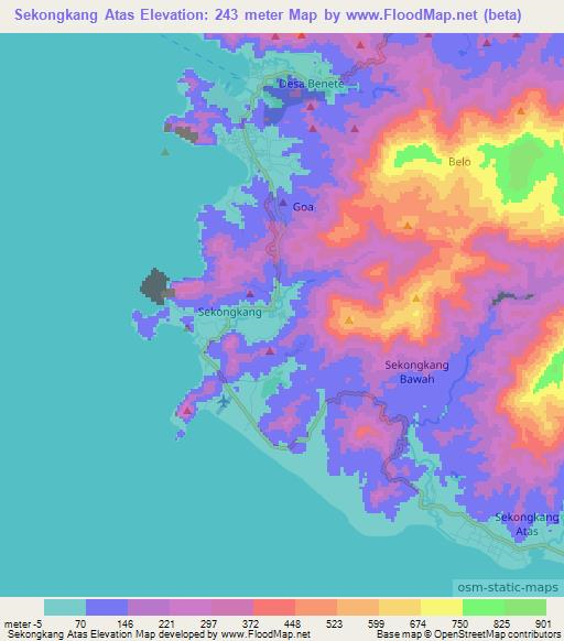 Sekongkang Atas,Indonesia Elevation Map