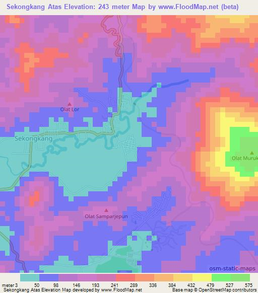 Sekongkang Atas,Indonesia Elevation Map