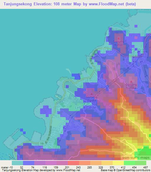 Tanjungsekong,Indonesia Elevation Map