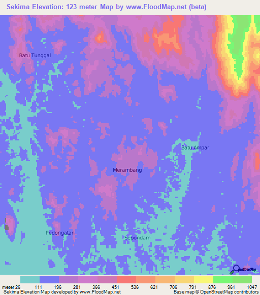 Sekima,Indonesia Elevation Map