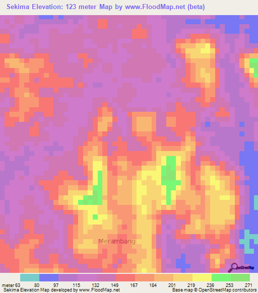 Sekima,Indonesia Elevation Map