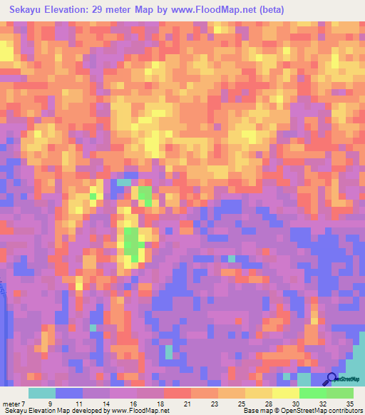 Sekayu,Indonesia Elevation Map