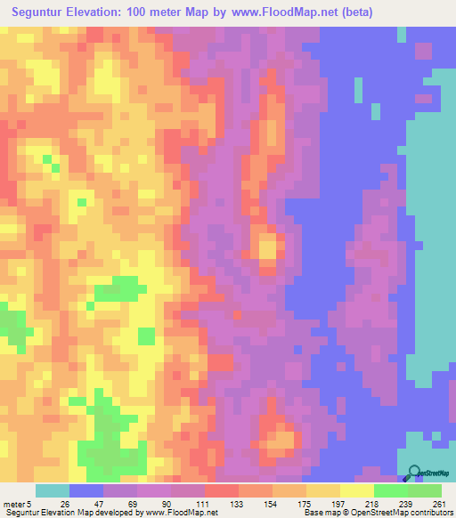 Seguntur,Indonesia Elevation Map