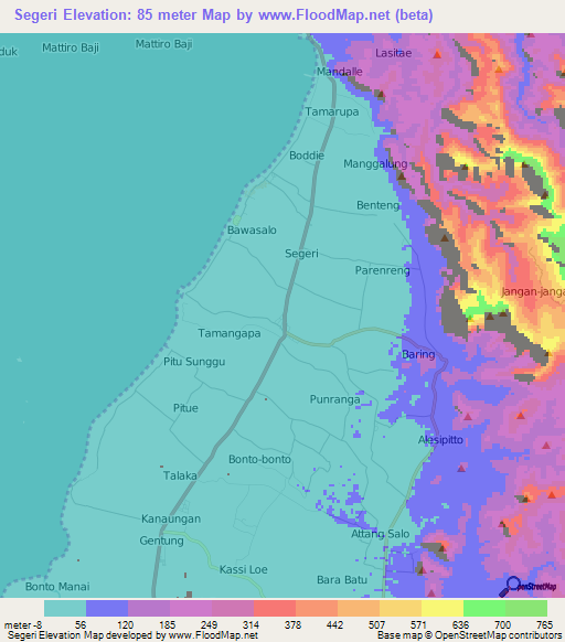 Segeri,Indonesia Elevation Map