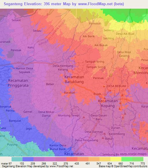 Seganteng,Indonesia Elevation Map