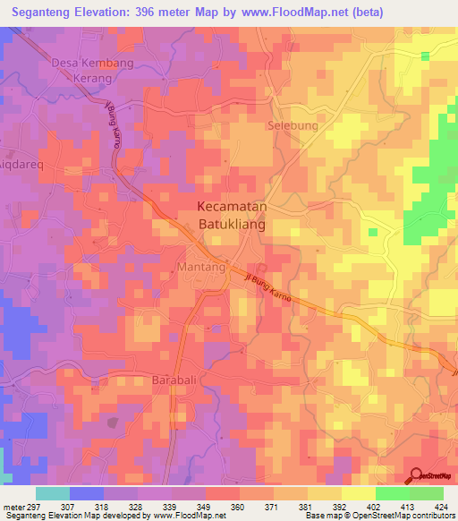 Seganteng,Indonesia Elevation Map