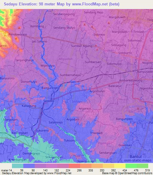 Sedayu,Indonesia Elevation Map