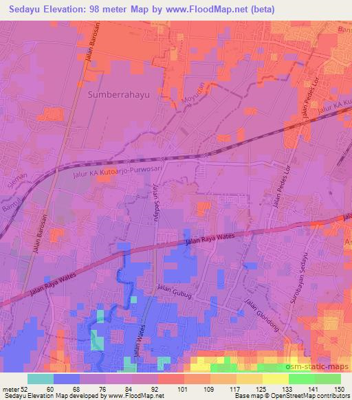 Sedayu,Indonesia Elevation Map