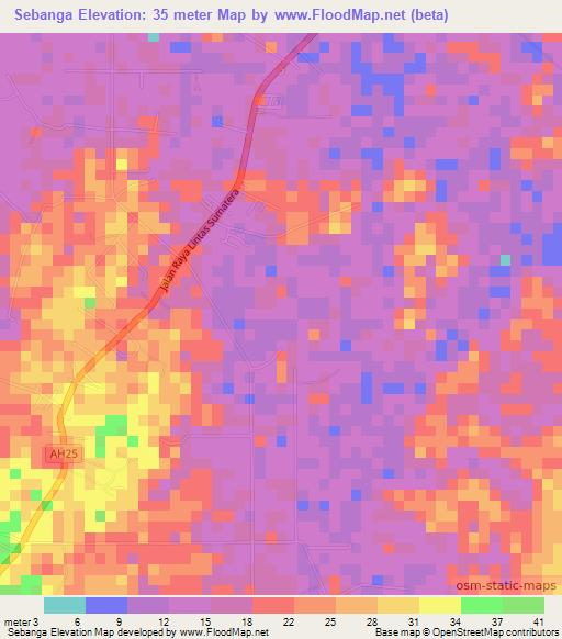 Sebanga,Indonesia Elevation Map