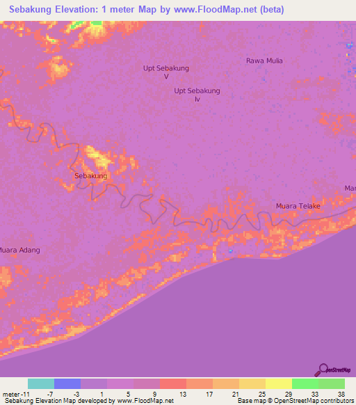 Sebakung,Indonesia Elevation Map
