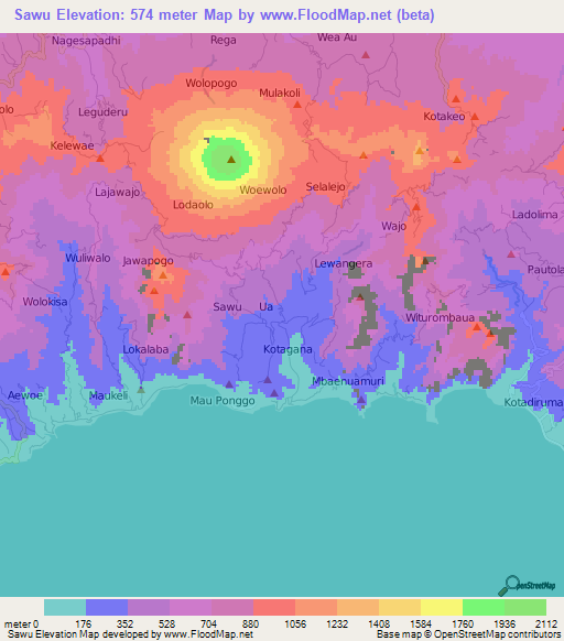 Sawu,Indonesia Elevation Map