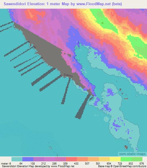 Sawendidori,Indonesia Elevation Map