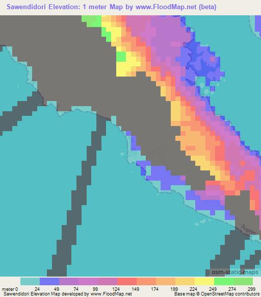 Sawendidori,Indonesia Elevation Map