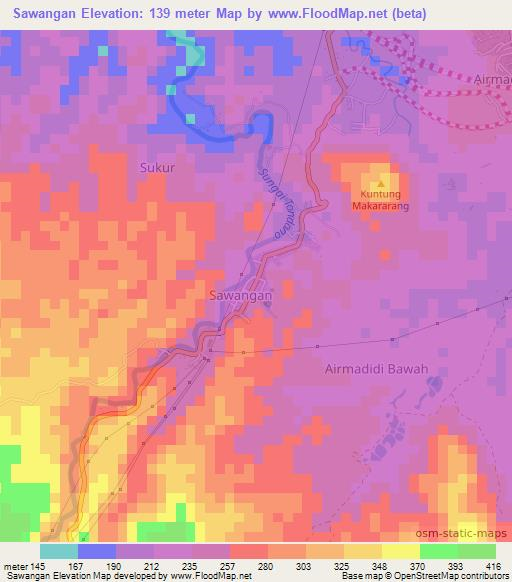 Sawangan,Indonesia Elevation Map