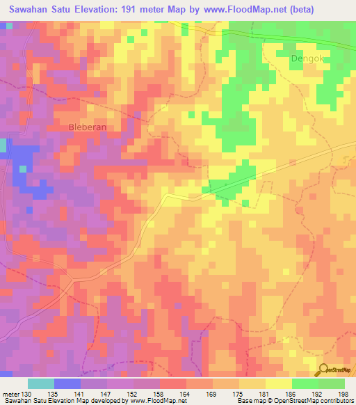 Sawahan Satu,Indonesia Elevation Map