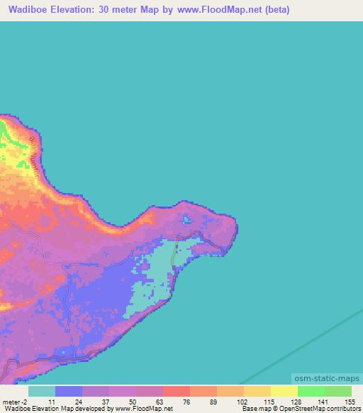 Wadiboe,Indonesia Elevation Map