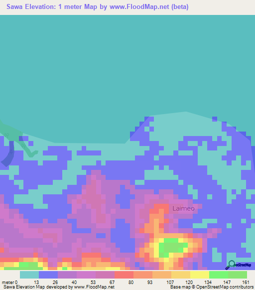 Sawa,Indonesia Elevation Map