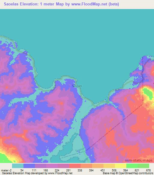 Saoelas,Indonesia Elevation Map