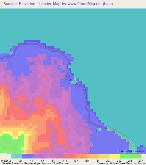 Saoelas,Indonesia Elevation Map