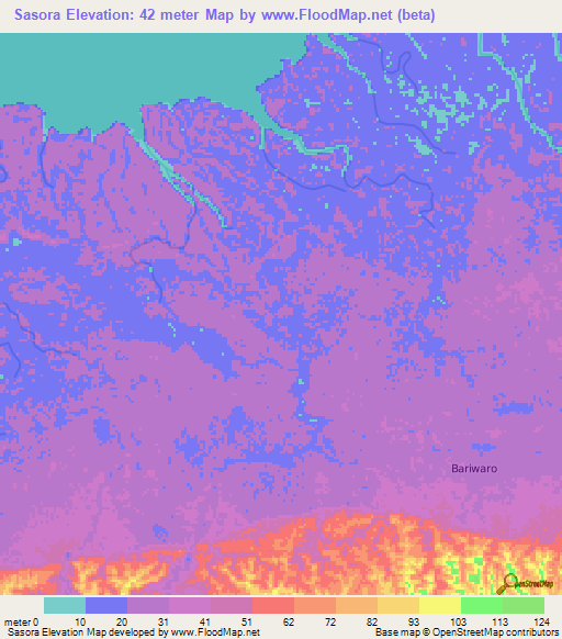 Sasora,Indonesia Elevation Map