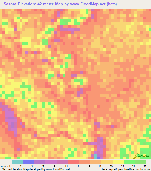 Sasora,Indonesia Elevation Map