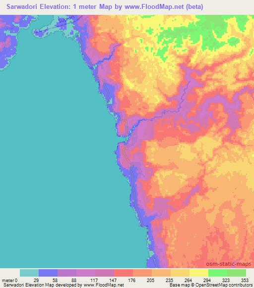 Sarwadori,Indonesia Elevation Map