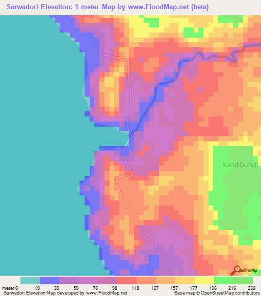 Sarwadori,Indonesia Elevation Map