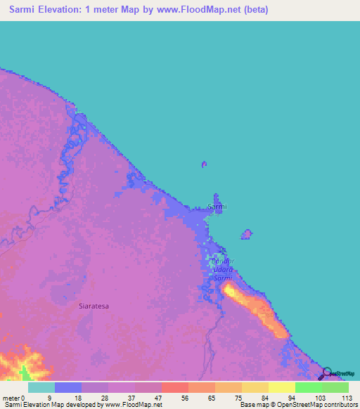 Sarmi,Indonesia Elevation Map