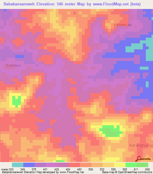 Babakansareweh,Indonesia Elevation Map