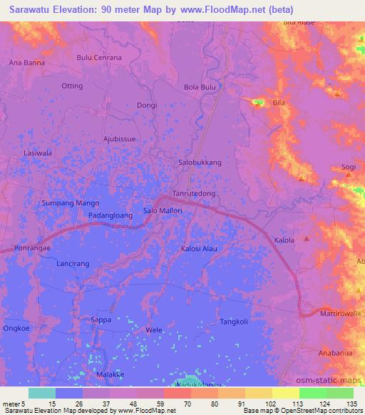 Sarawatu,Indonesia Elevation Map