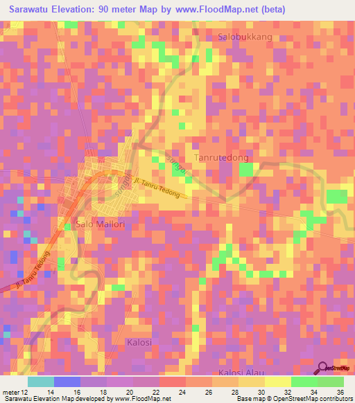 Sarawatu,Indonesia Elevation Map