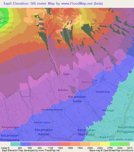 Sapit,Indonesia Elevation Map