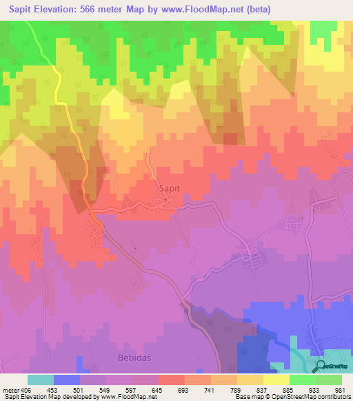 Sapit,Indonesia Elevation Map