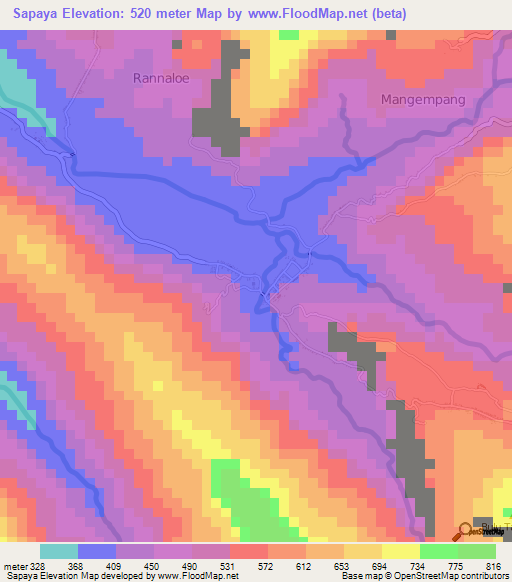 Sapaya,Indonesia Elevation Map