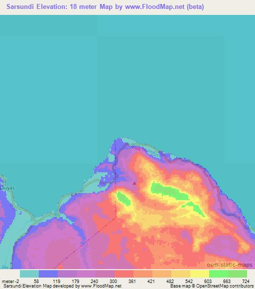 Sarsundi,Indonesia Elevation Map