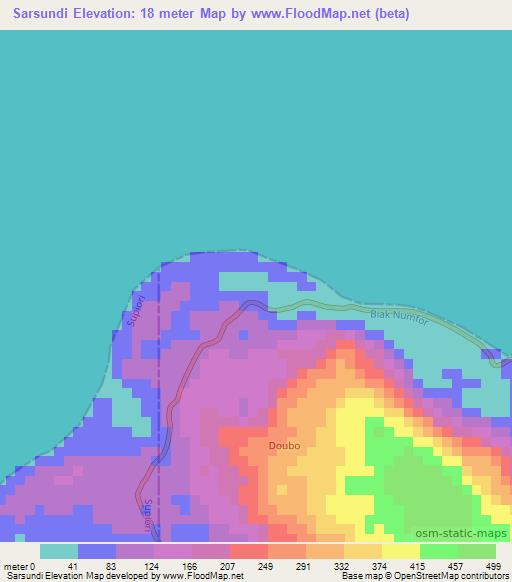 Sarsundi,Indonesia Elevation Map